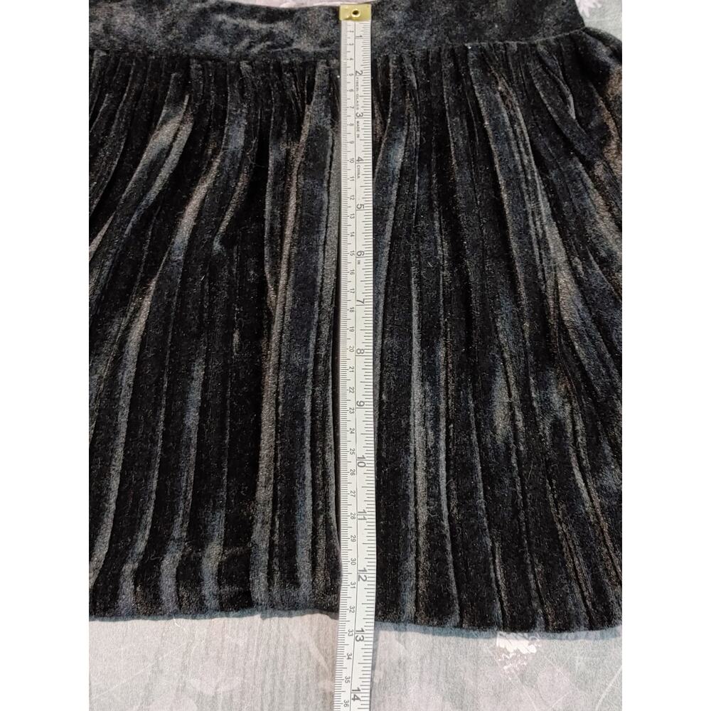 Attitude Unknown Pleated A-Line Midi Velvet Skirt High Rise Black Womens Size M - Picture 8 of 8